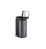 Qualiazero Trash Can 13.2 gallon Black Stainless Steel Step On Kitchen Garbage Can, Black