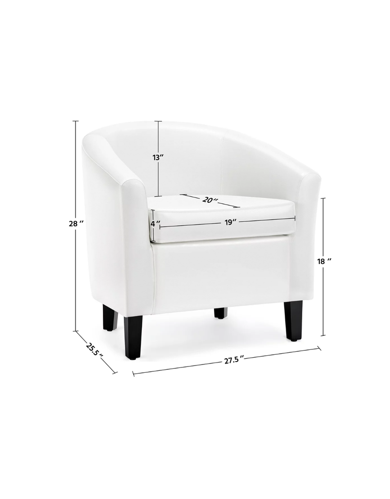 Yaheetech Faux Leather Accent Arm Chair For Living Room, White