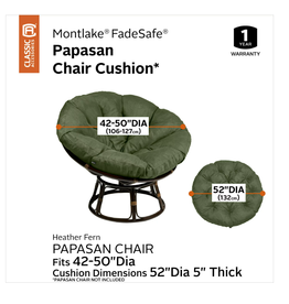Classic Accessories Montlake Water-Resistant Papasan Cushion, 50 inch, Heather Fern