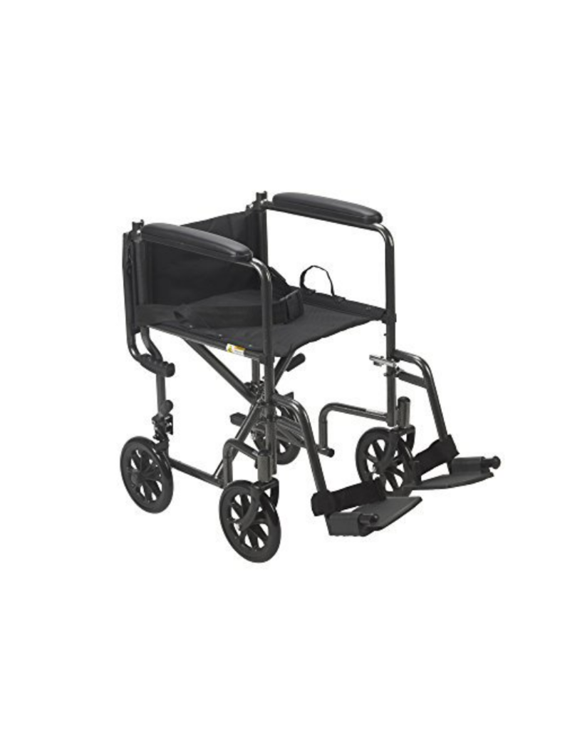Drive Medical Lightweight Steel Transport Wheelchair, Fixed Full Arms, 17 Seat