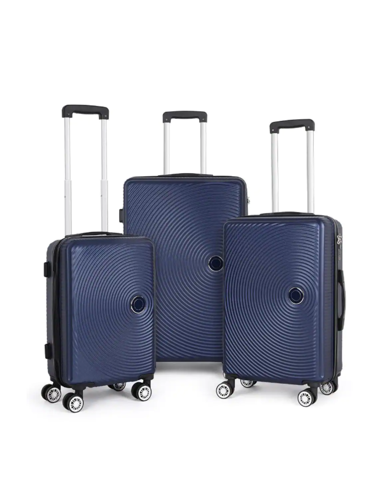 HIKOLAYAE Oriental Collection Hardside Luggage Set with 8-Wheel Spinner in Azure Blue, 3 Piece - TSA