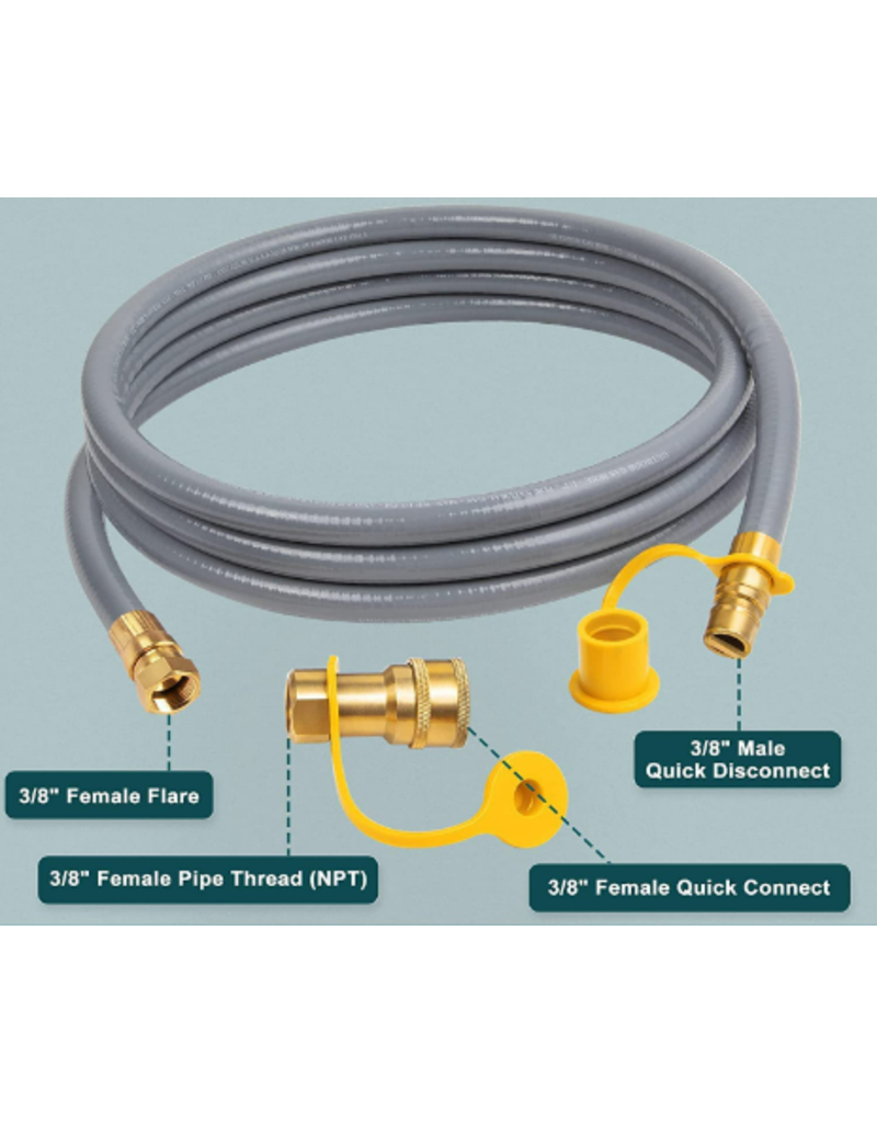 GASPRO 3/8" ID Natural Gas Hose, Low Pressure LPG Hose with Quick Connect, for Weber, Char-broil, Pizza Oven, Patio Heater and More, 12-Foot