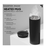 Sharper Image Stainless Steel Insulated Heated Travel Mug with USB Power and Travel Lid, 14 fl oz