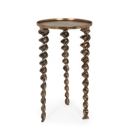 Noble House Cuthbert Aluminum Handcrafted Side Table, Antique Brass