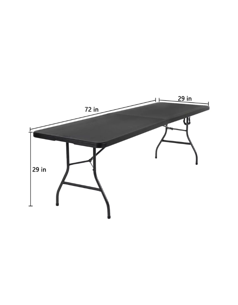 SUGIFT 6 ft Rectangular Black Plastic Folding Table
