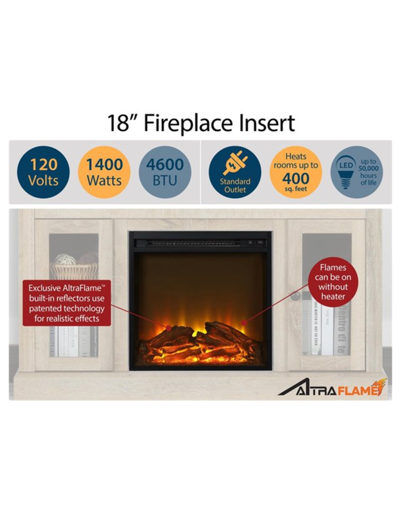 AltraFlame 18" Glass Front Electric Fireplace Insert in Black