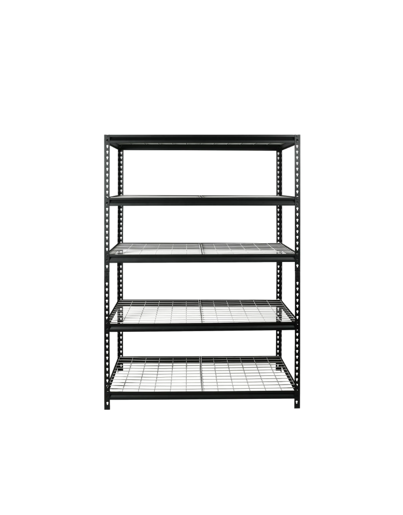 WORKPRO 48 W x 24 D x 72 H 5-Shelf Freestanding Shelves, Black and Silver
