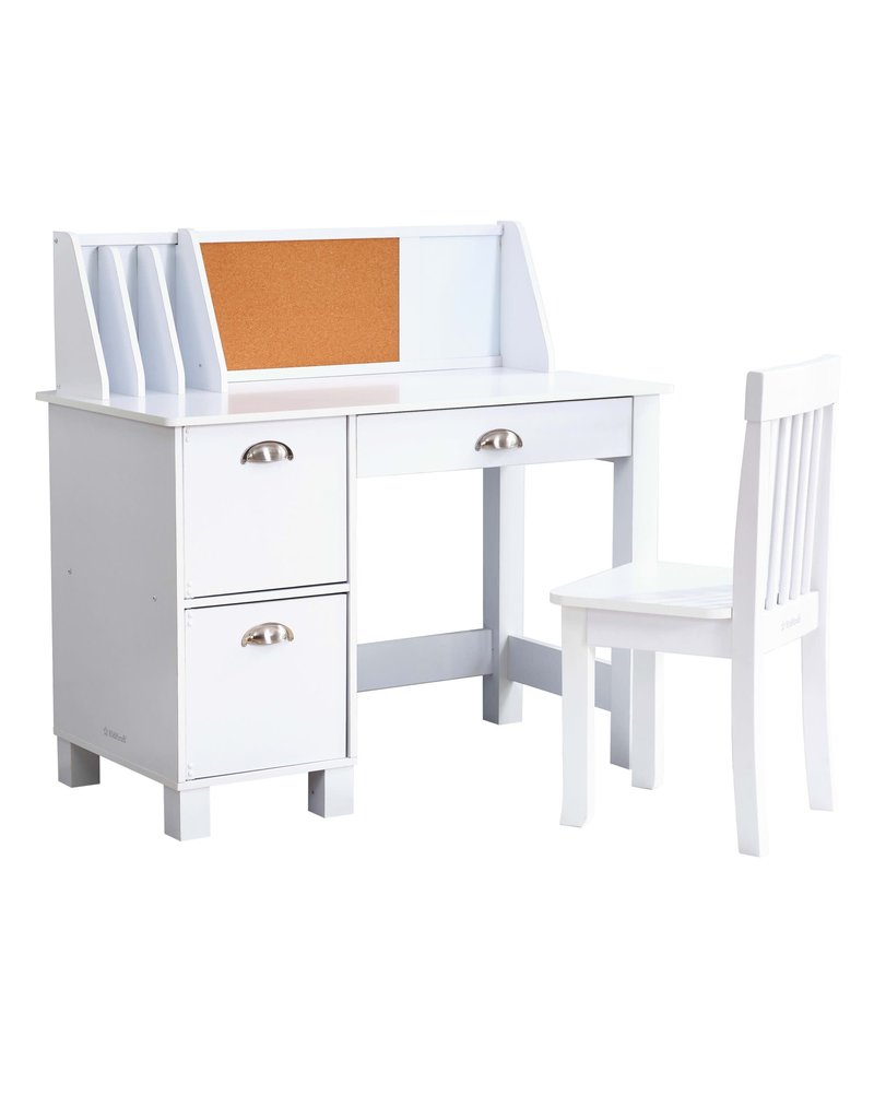 KidKraft Childrens Wooden Study Desk with Chair, White