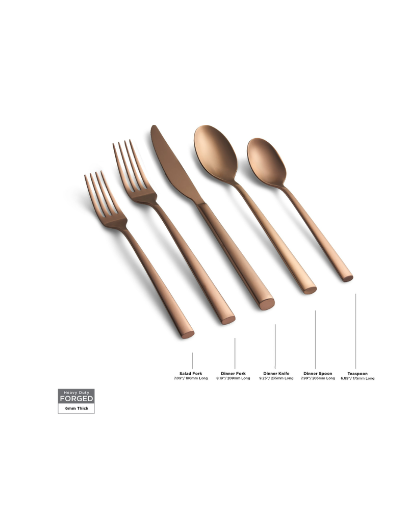 Graze by Cambridge Toya Forged 18/0 Stainless Steel Copper Satin 20-Piece Flatware Set, Service for