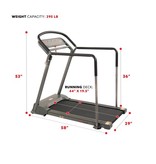 Sunny Health & Fitness Recovery Walking Pad Treadmill Machine, Low Profile Deck, Handrails for Mobil