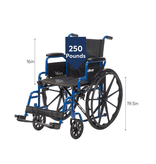 Drive Medical Blue Streak Wheelchair with Flip Back Desk Arms, Swing Away Footrests, 18 Seat