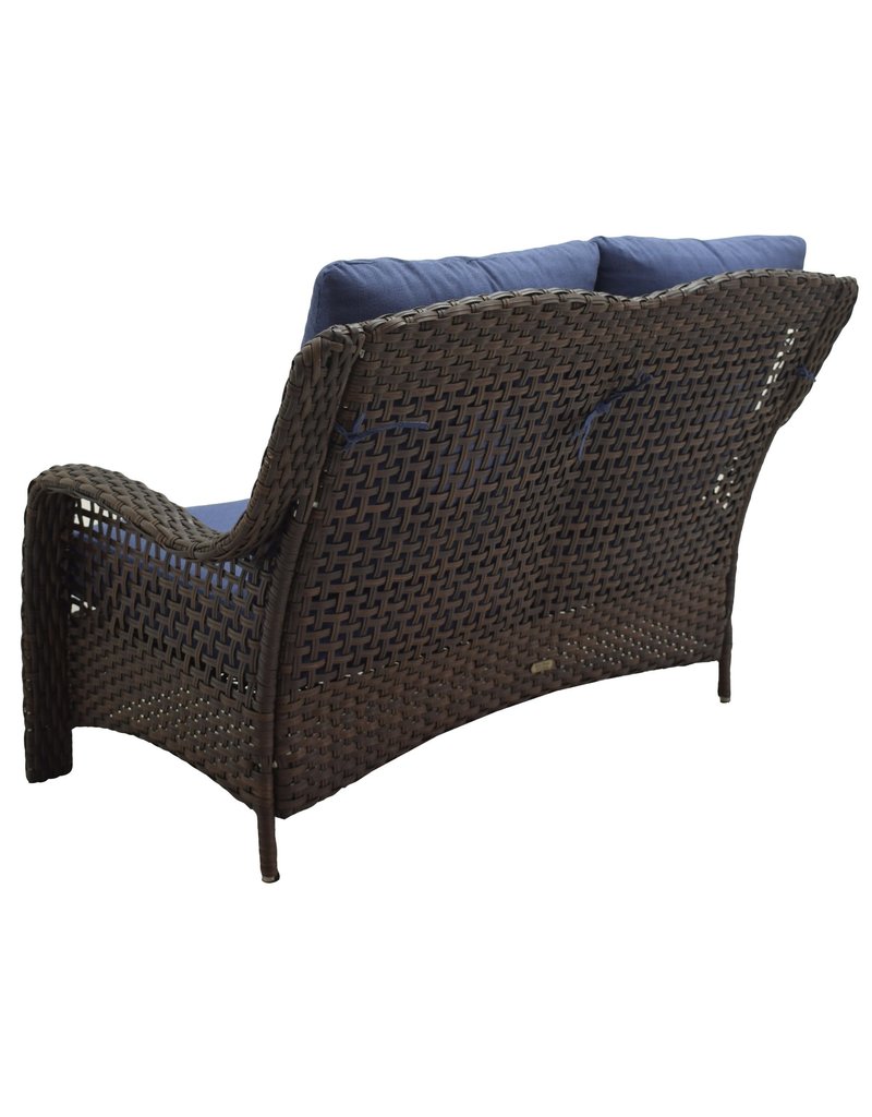 Better Homes & Gardens Ravenbrooke 4-Piece Outdoor Wicker Swivel Chair Conversation Set, Blue