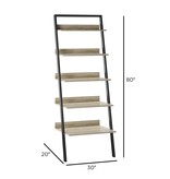 Twin Star Home 5 Tier Leaning Bookshelf in Autumn Driftwood