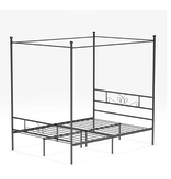 Teraves 4-Post Metal Full Size Canopy Bed Frame Mattress Foundation, Black