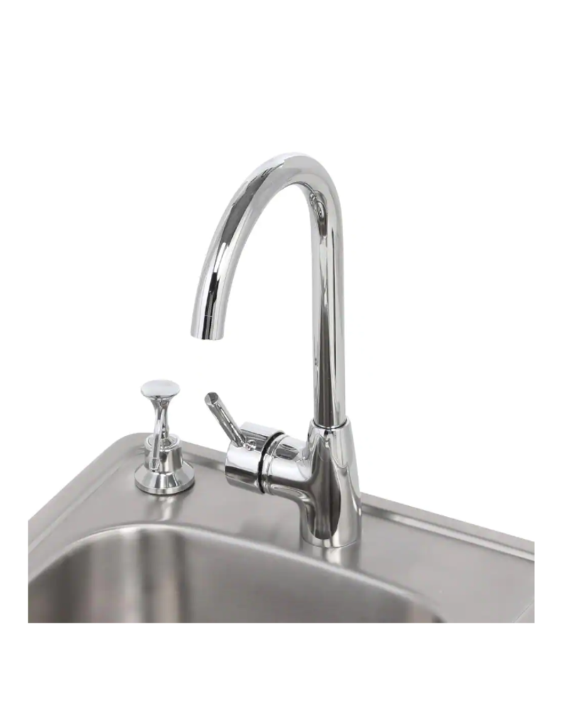 17 in. 304 Stainless Steel Single Sink with Cold and Hot Water Faucet