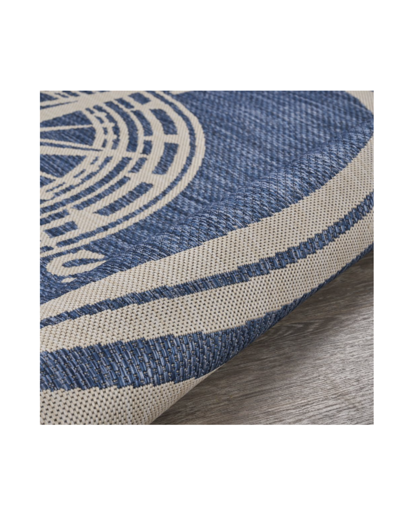 Lr Home 5 x 7 Blue and White Graphic Prints Nautical Outdoor Rug