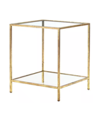Bella Square Gold Leaf Metal and Glass Accent Table (20 in. W x 24 in. H)