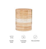 Linon Dahlia Drum Accent Side Table, Natural Bamboo Finish with Light Colored Capiz Shell Accents