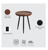 Chervey 18 in. x 15.75 in. x 15.75 in. Black Round Mango Wood and Iron Side Table