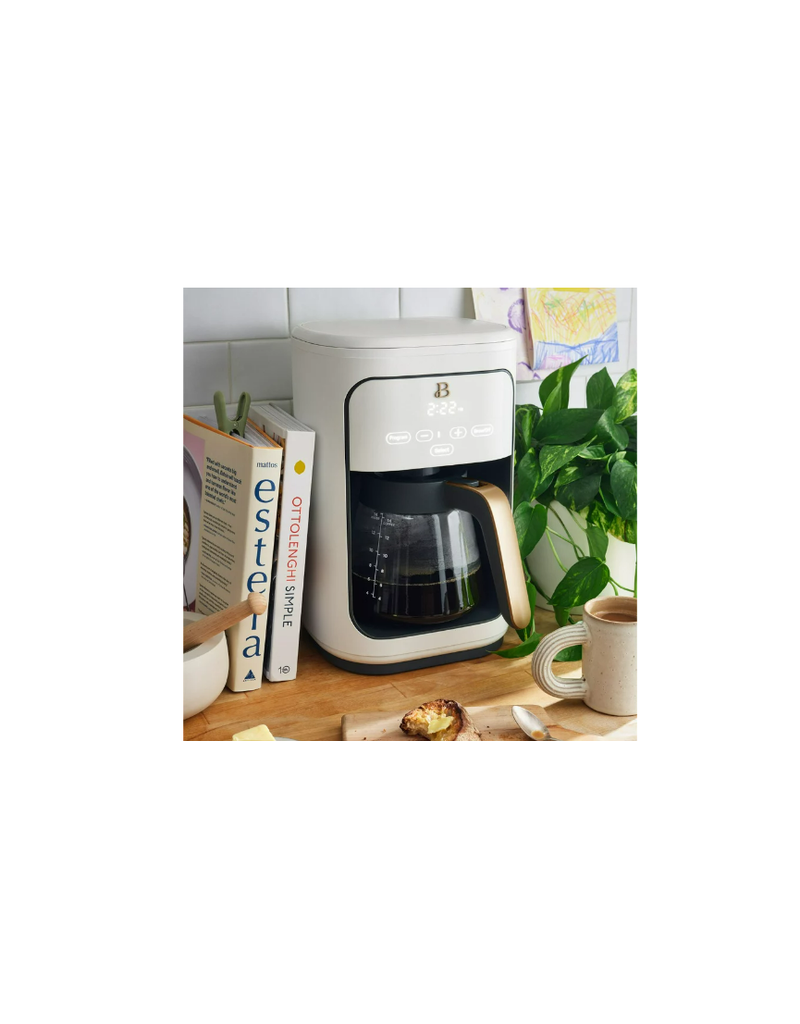 Beautiful 14 Cup Programmable Touchscreen Coffee Maker, White Icing by Drew Barrymore