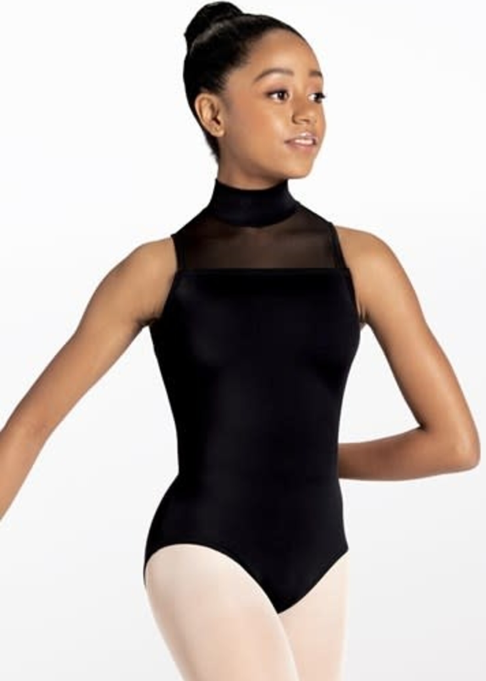 Weissmans Mock Neck Mesh Inset Leotard