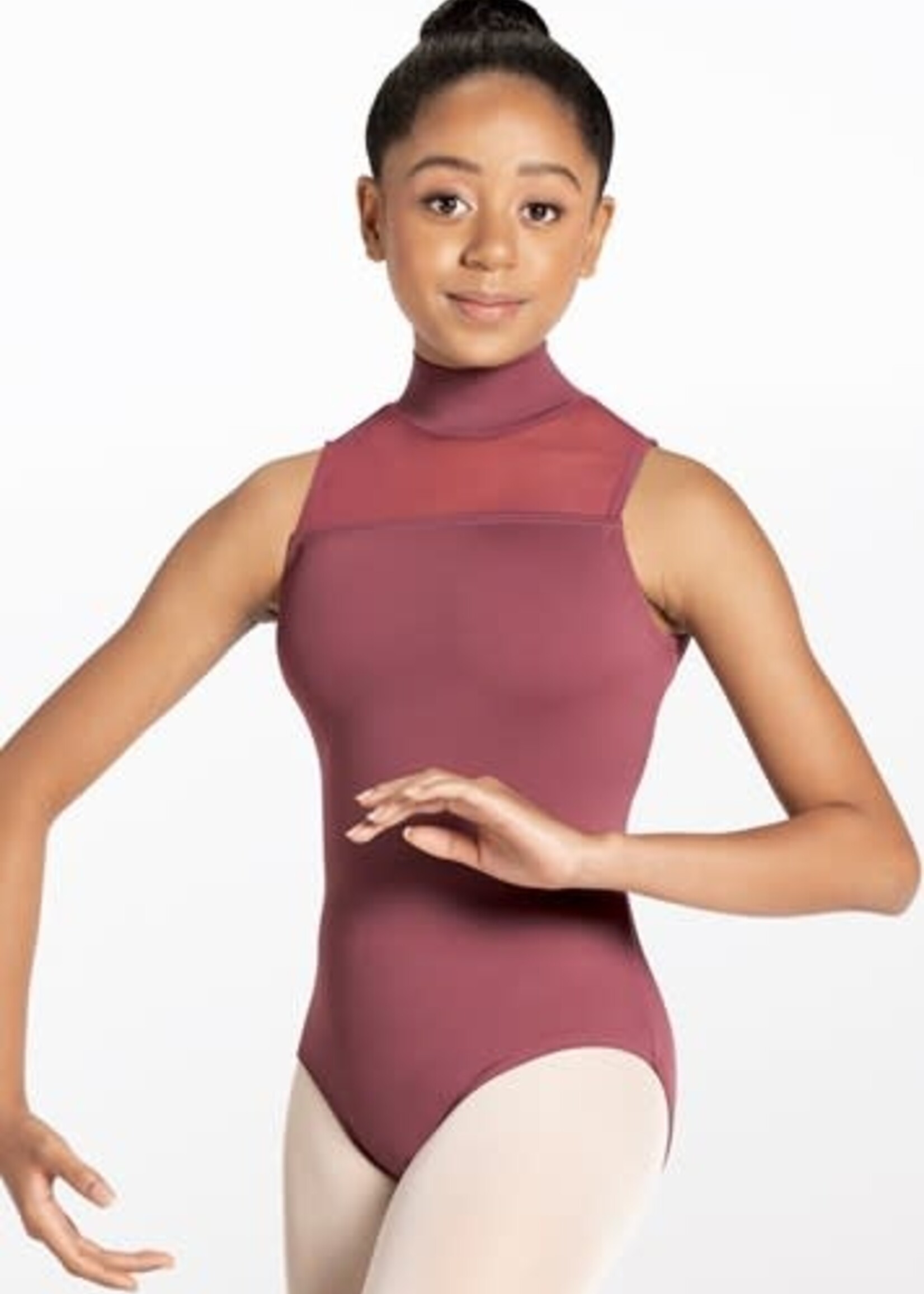 Weissmans Mock Neck Mesh Inset Leotard