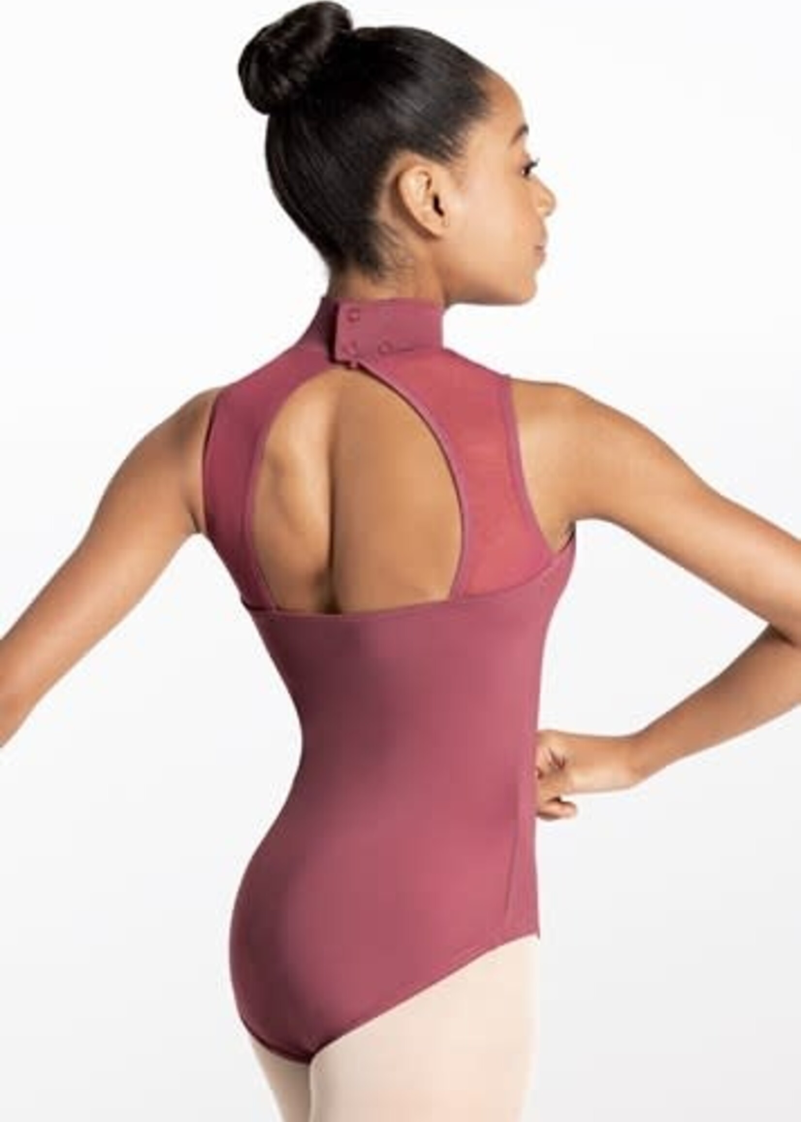 Weissmans Mock Neck Mesh Inset Leotard