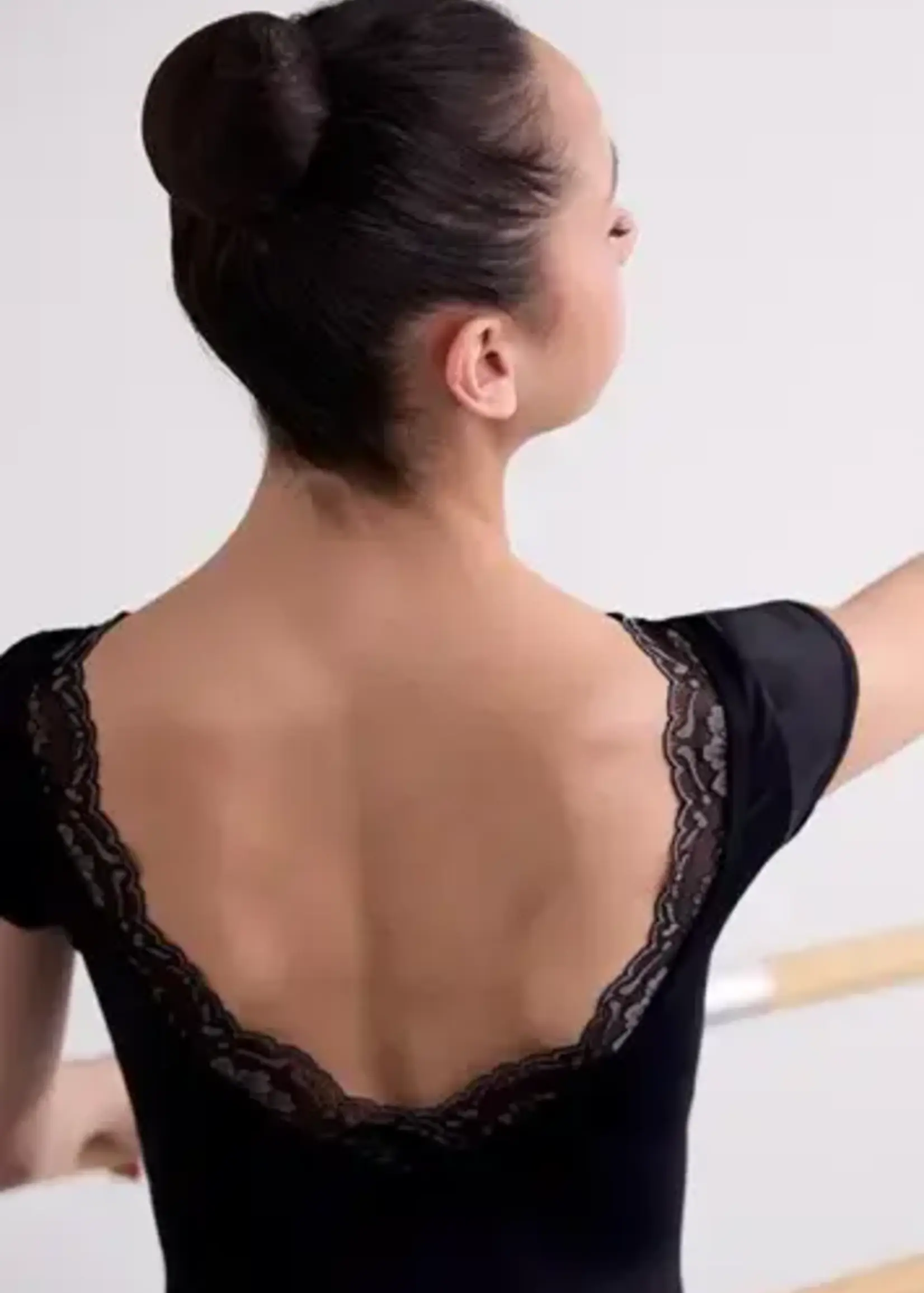 Weissmans Lace Trim Cap Sleeve Leotard
