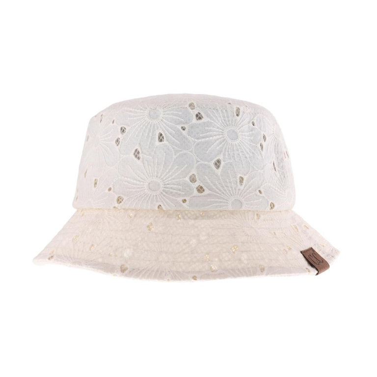 CCBEANIE CCB EMBROIDERED FLORAL COTTON EYELET BUCKET HAT