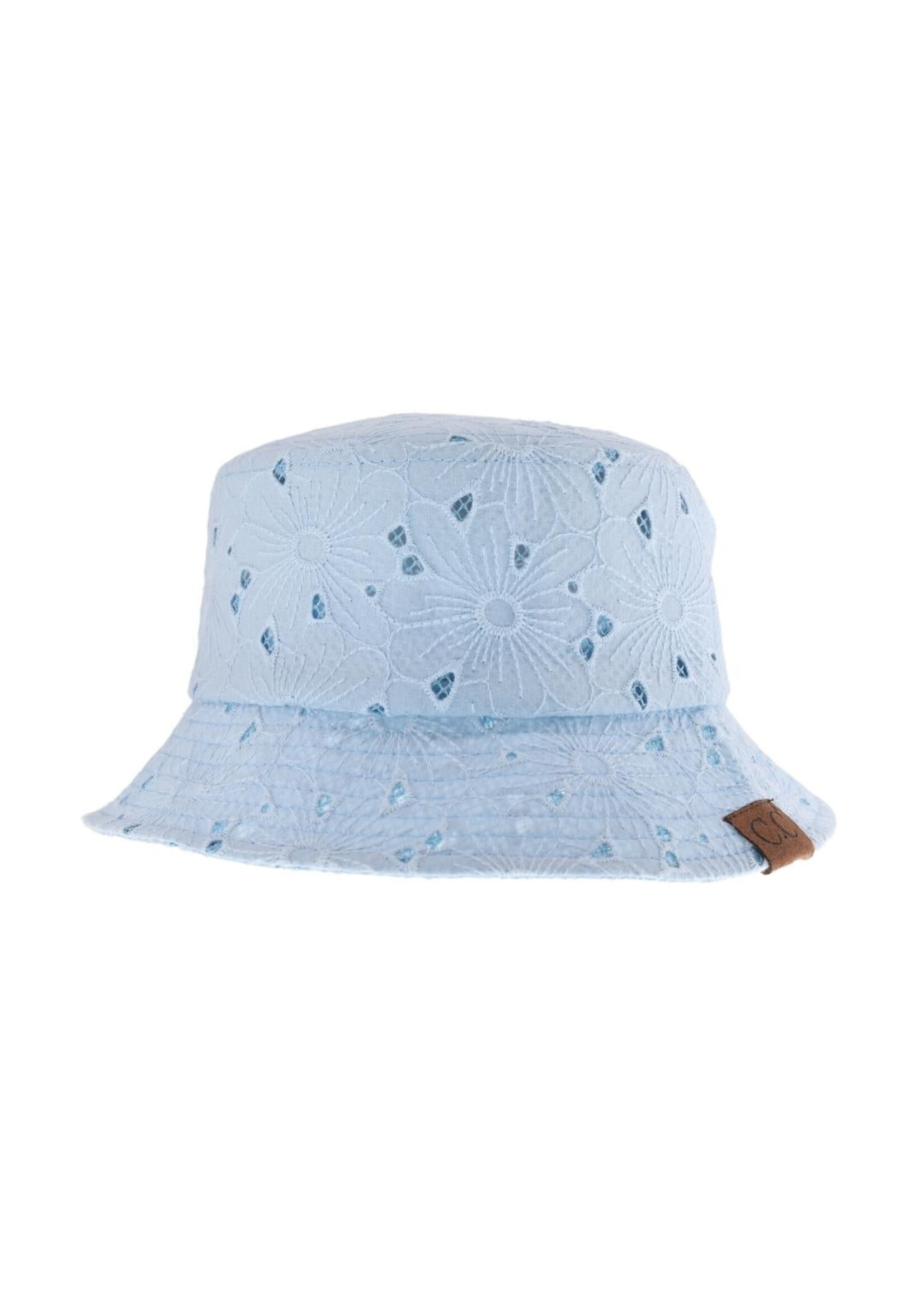 CCB EMBROIDERED FLORAL COTTON EYELET BUCKET HAT