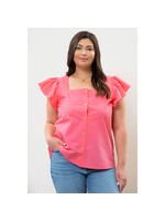 BY THE RIVER BTR+  PCR1737 PLUS SOLID BUTTON UP TOP