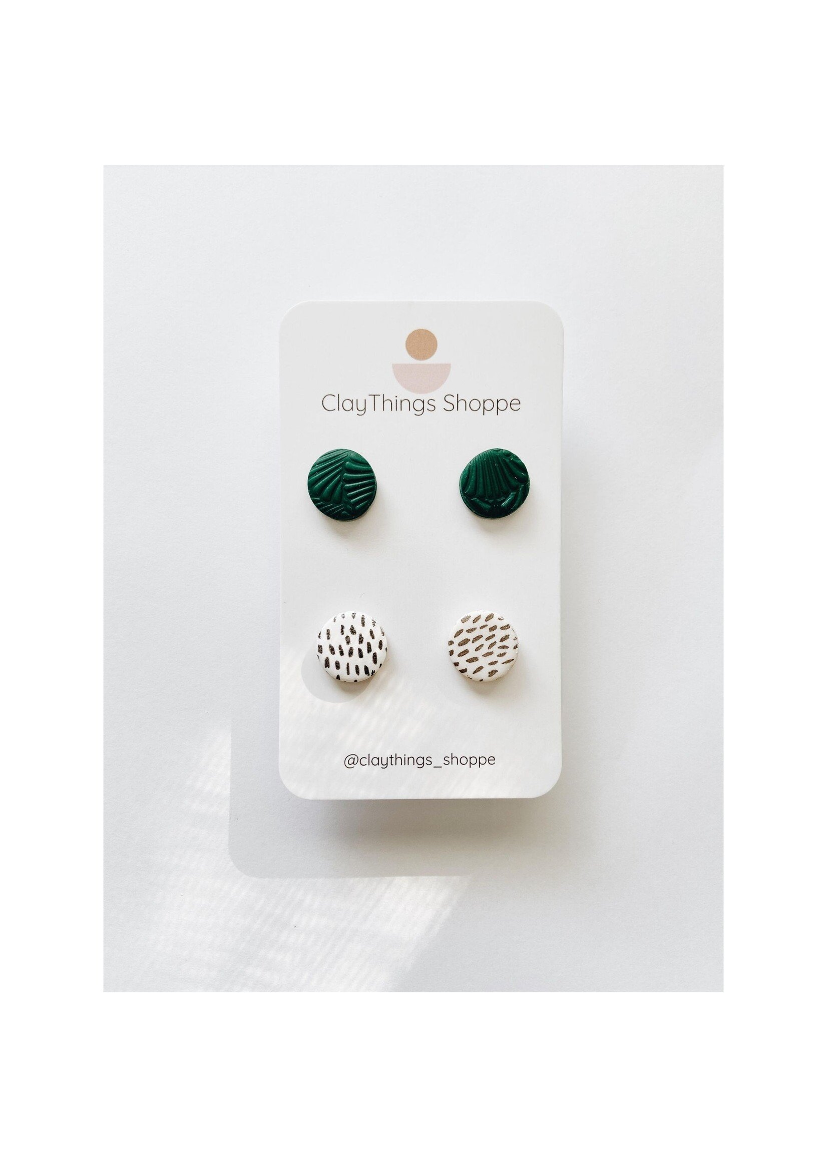 CLAY THINGS CLAY EARRINGS PINE & DOTS