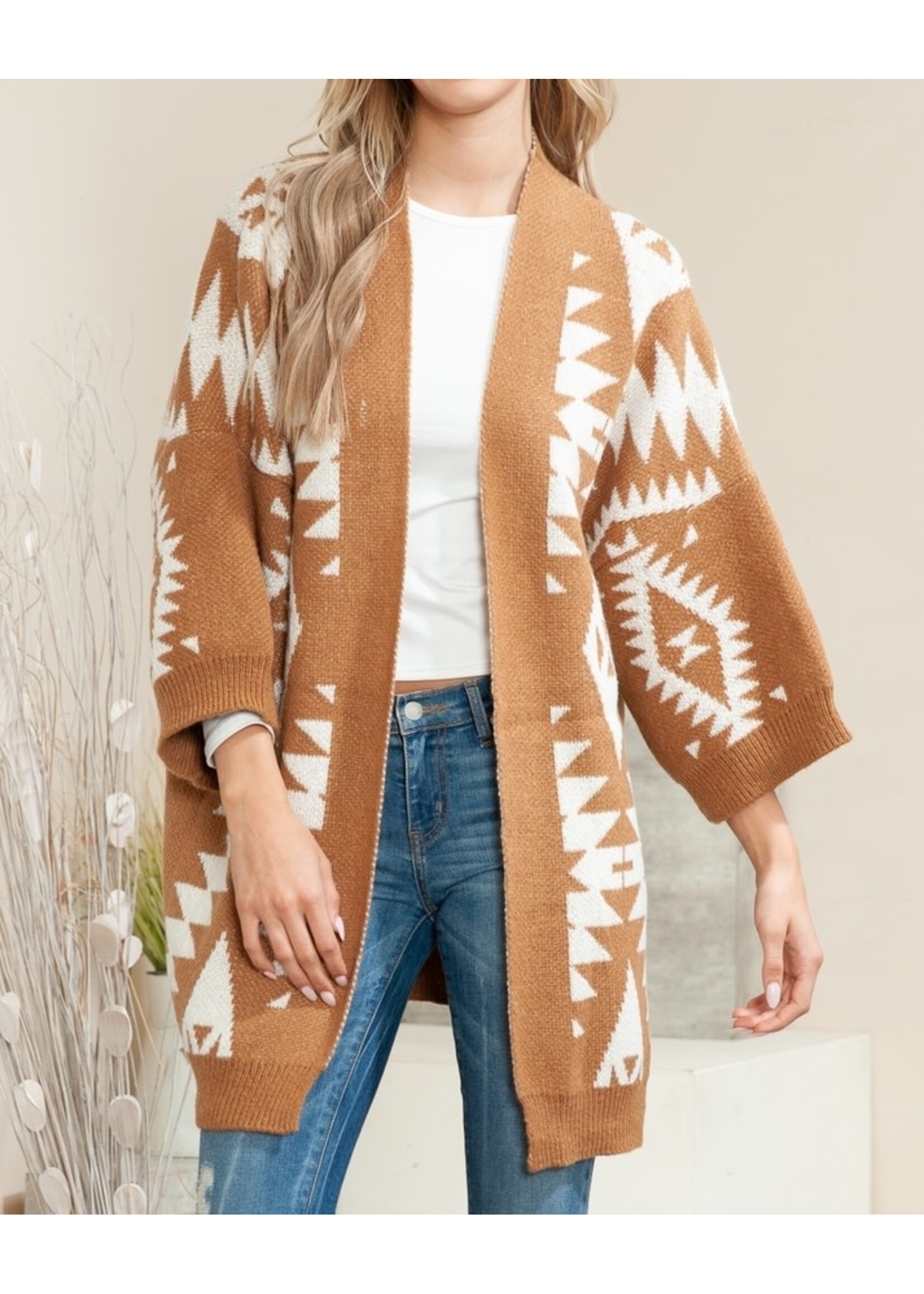 JUSTIN & TAYLOR J&T 5082668 KIMONO AZTEK CARMEL