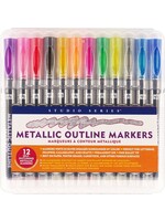 METALLIC OUTLINE MARKERS SET 12
