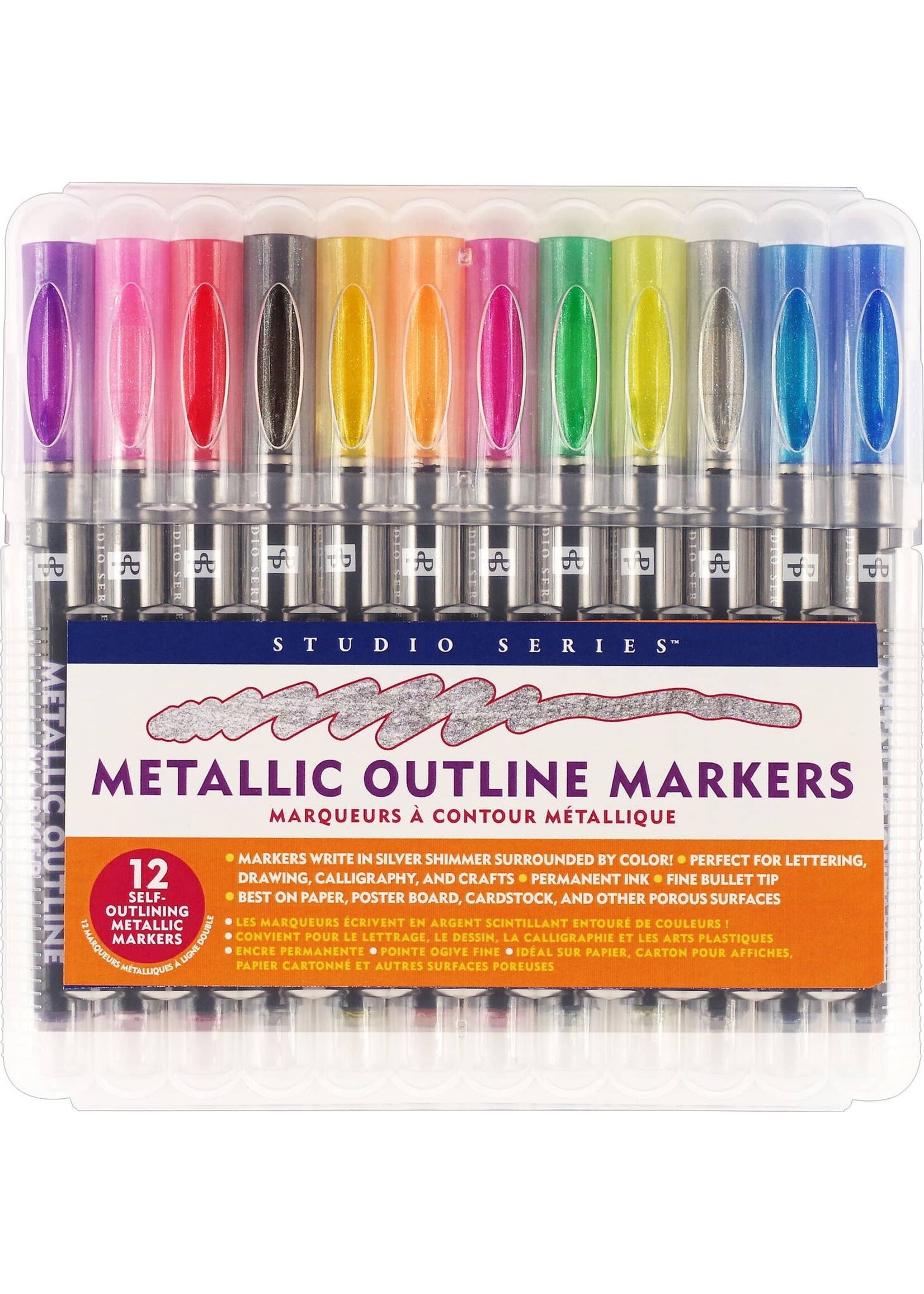PPP METALLIC OUTLINE MARKERS SET 12