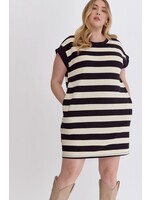 ENTRO ENT+ D22406P MINI DRESS STRIPED, SIDE POCKETS