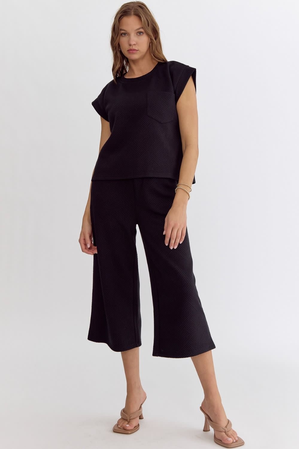 ENT P22653 PANT HW WIDE LEG TEXTURE - Myrtle