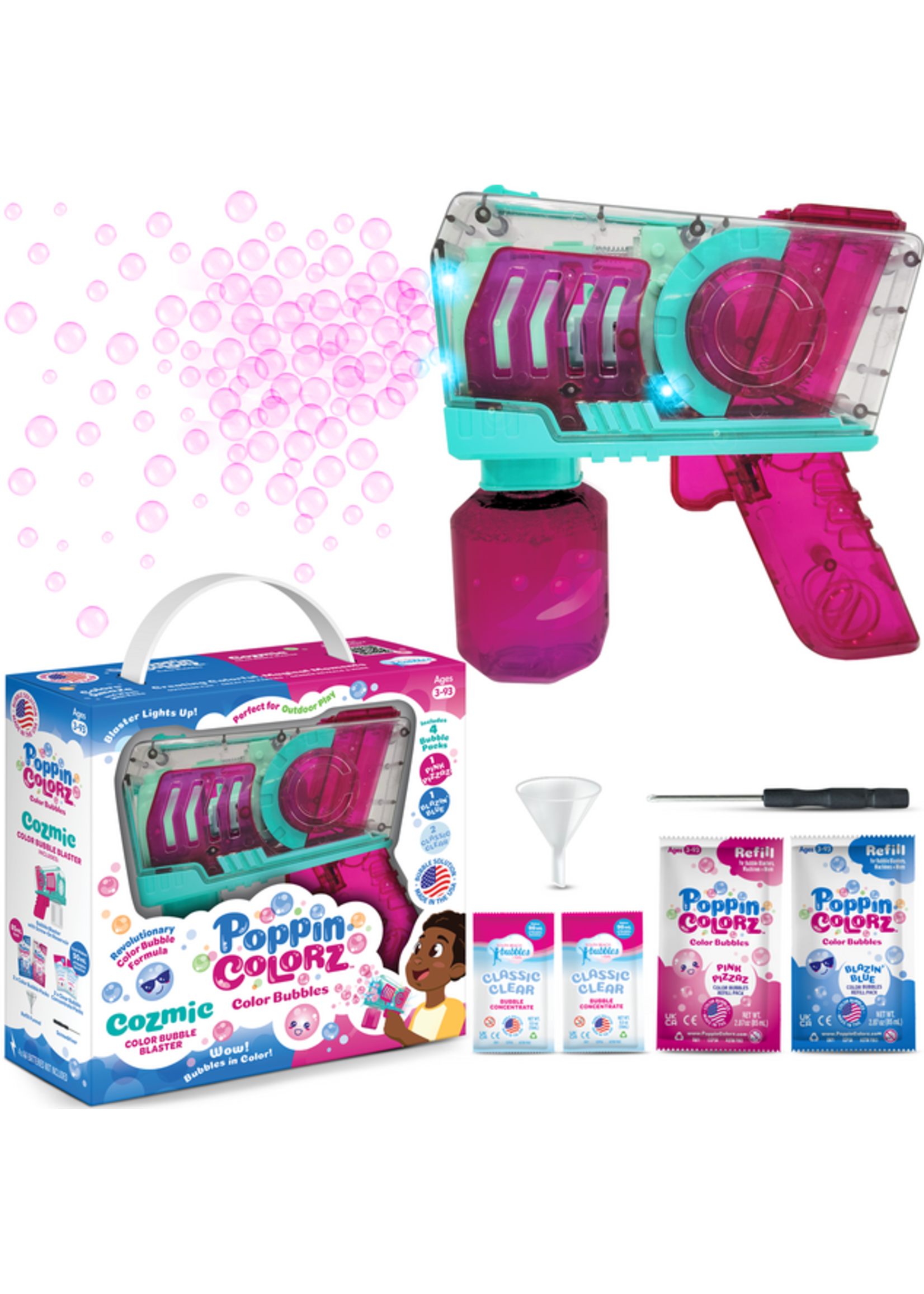 SOUTH BEACH BUBBLES SBB COZMIC BUBBLE BLASTER POPPIN COLORZ