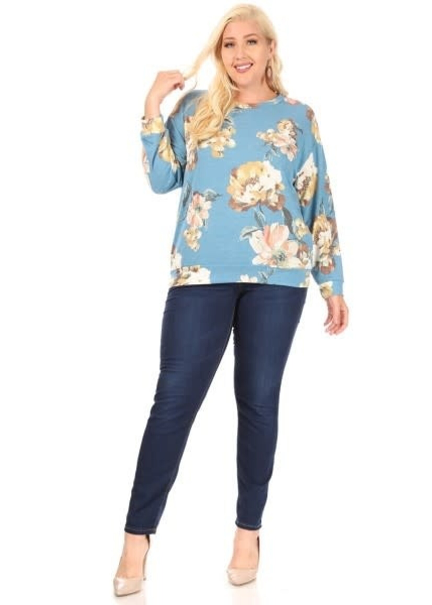 CHRIS & CAROL APPAREL C&C 203085T TOP FLORAL L/S