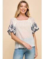 CHRIS & CAROL APPAREL C&C H2244T TOP SCALLOP SLEEVE