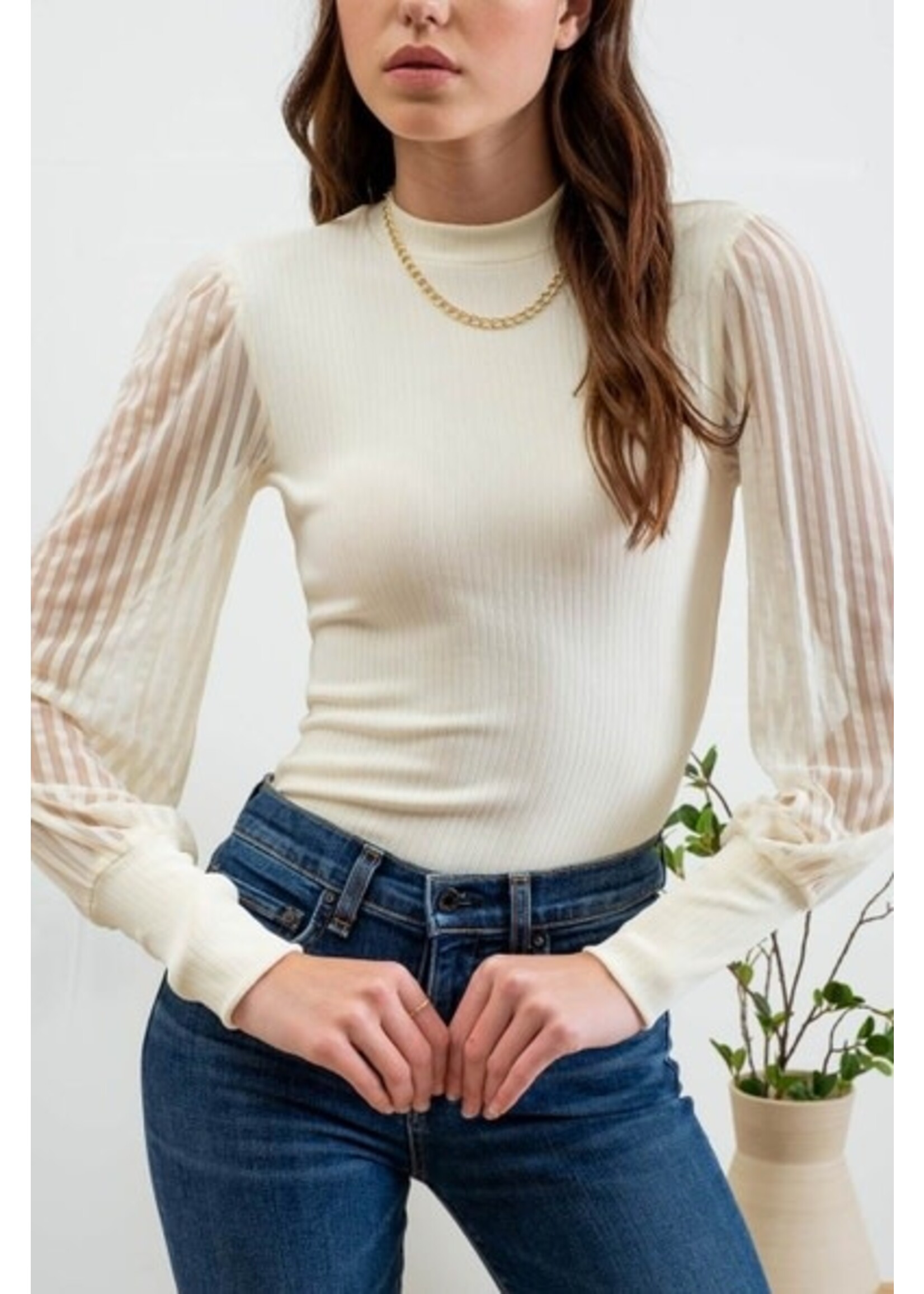 BLU PEPPER BLU TB8664 TOP KNIT SHEER STRIPE