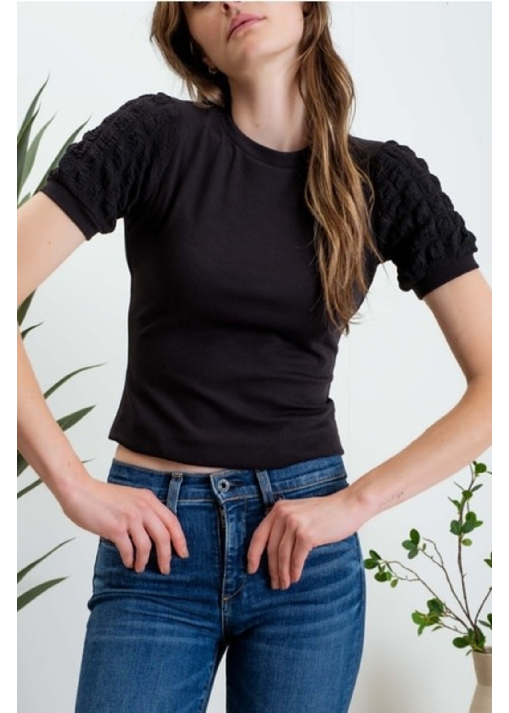 BLU PEPPER BLU TB8662 TOP KNIT POPCORN SLV