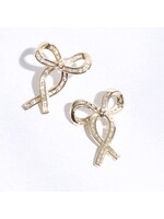 FAC EARRING RIBBON GOLD CLEAR CZ