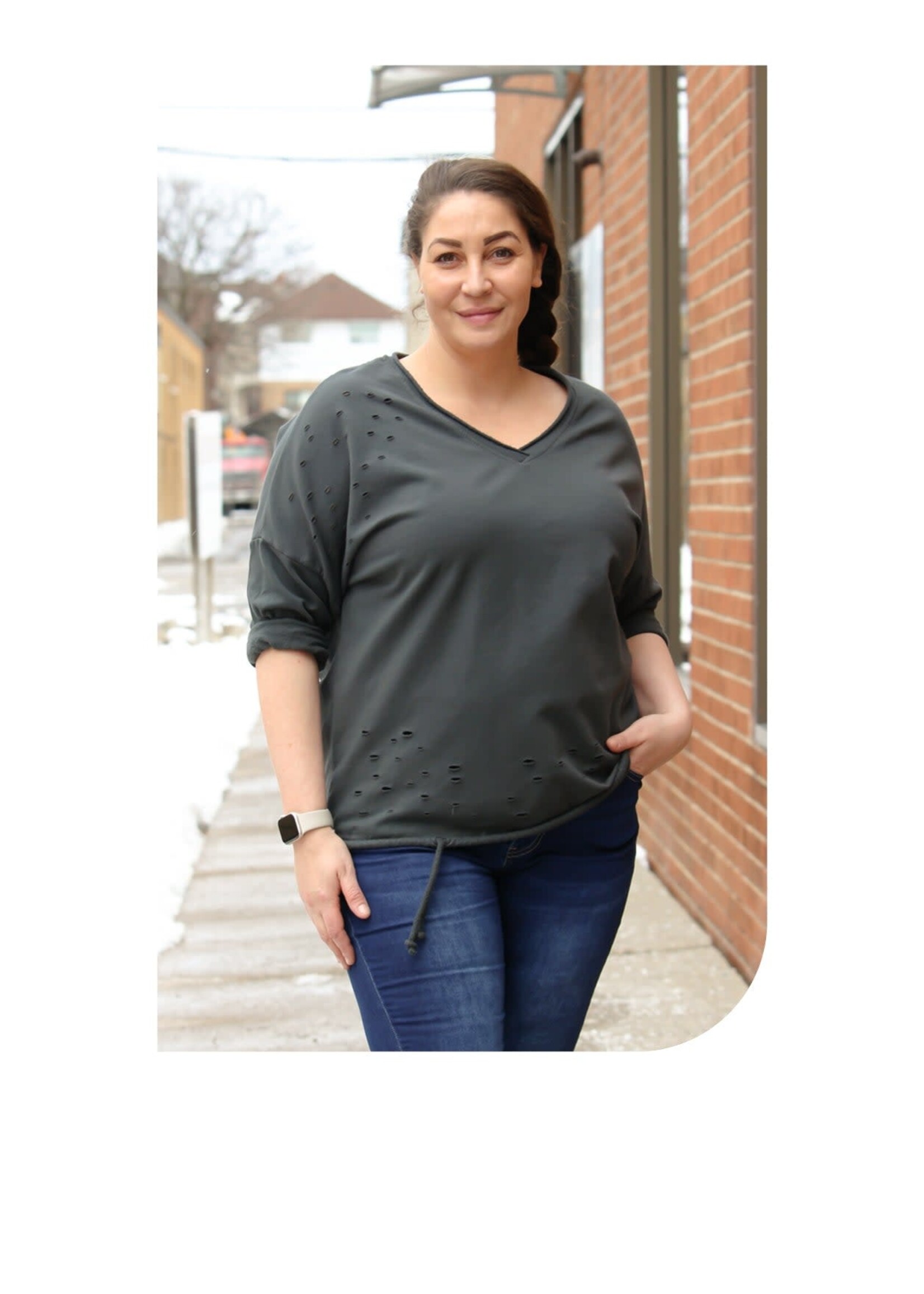 ORANGE FASHION VILLAGE OFV 4112 SWEATER DISTRESS