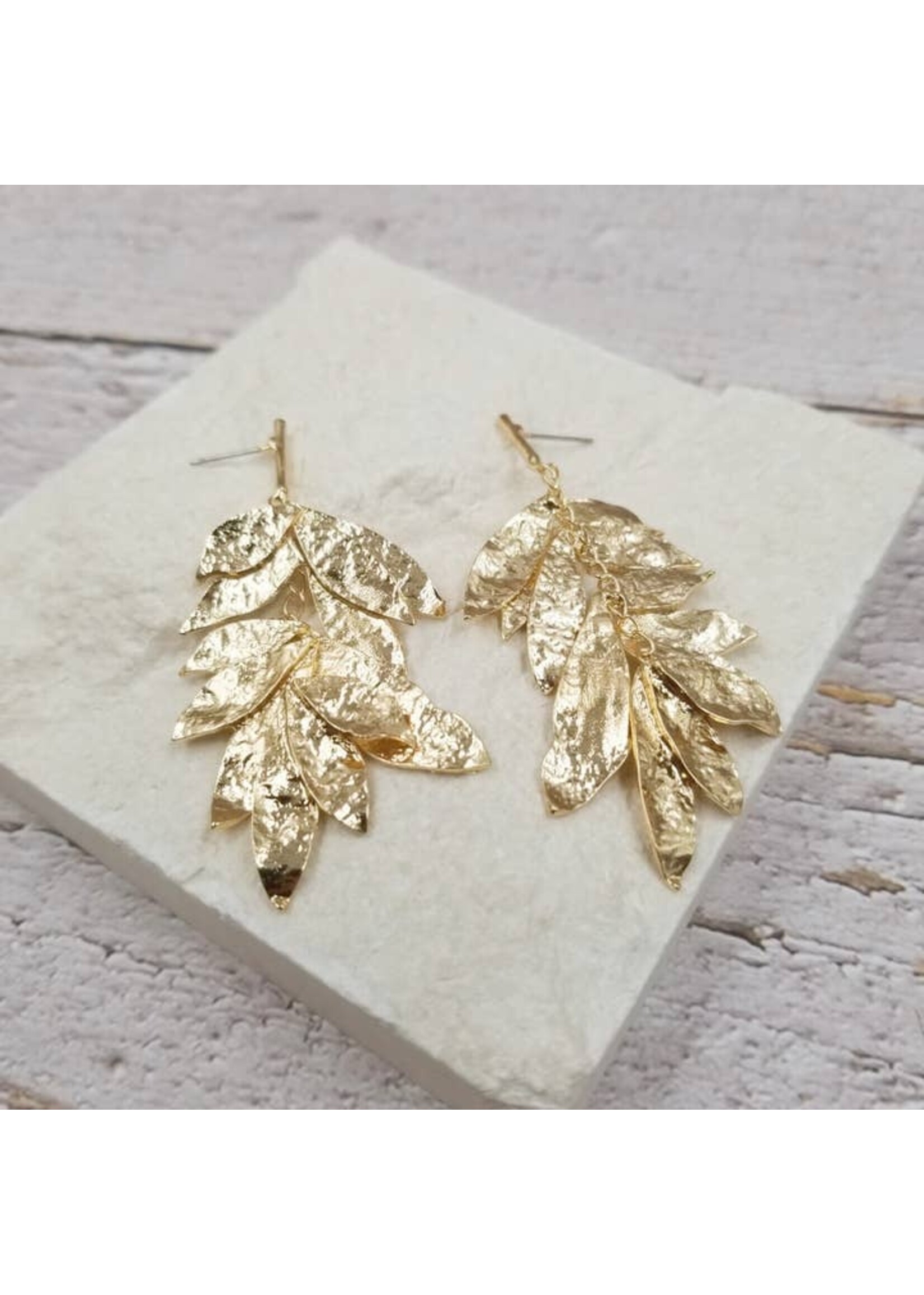 TREASURE WHOLESALE TRW EARRINGS MULTI LAYER LEAF