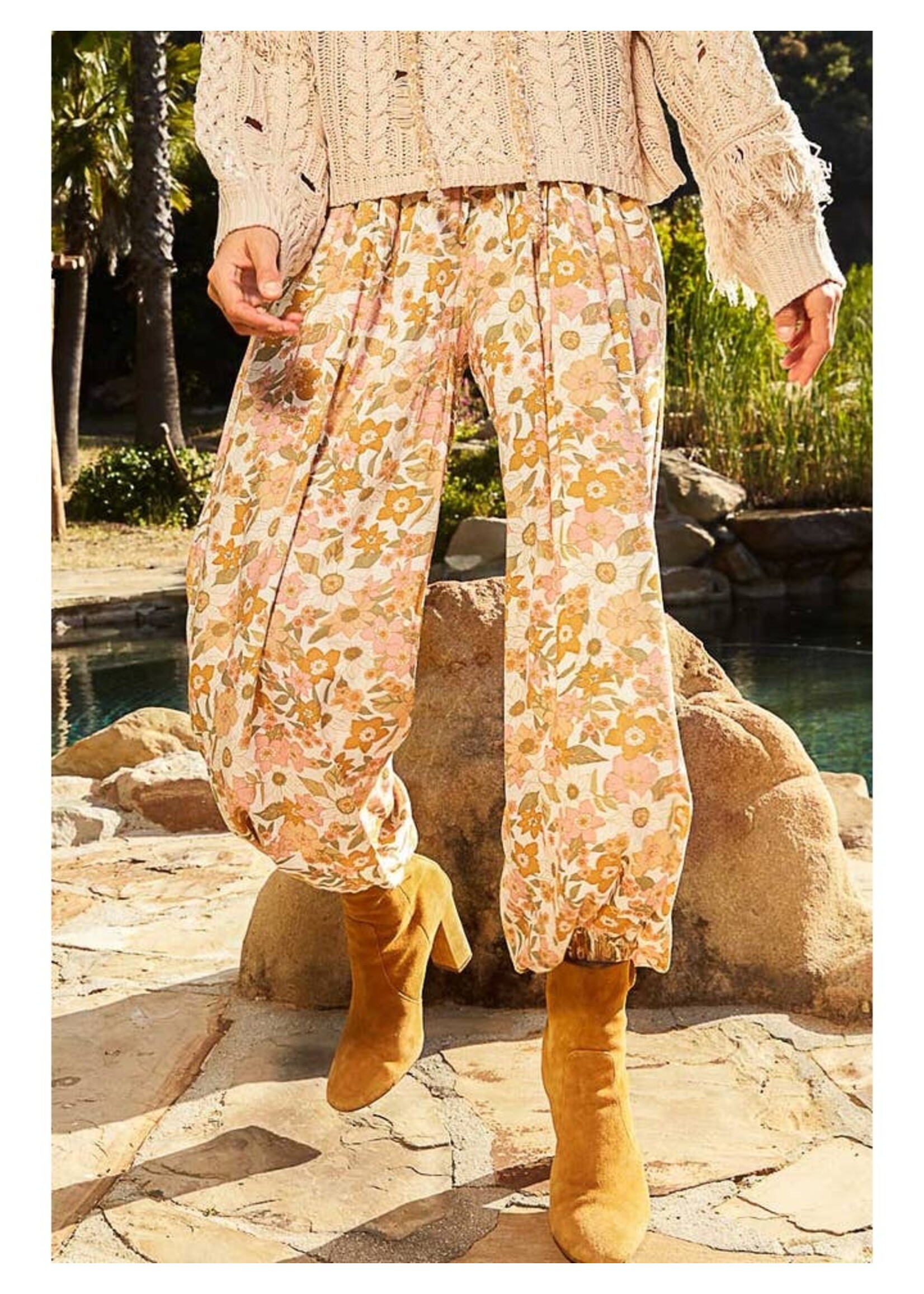 POL CLOTHING POL YKP148A HAREM PANTS FLORAL