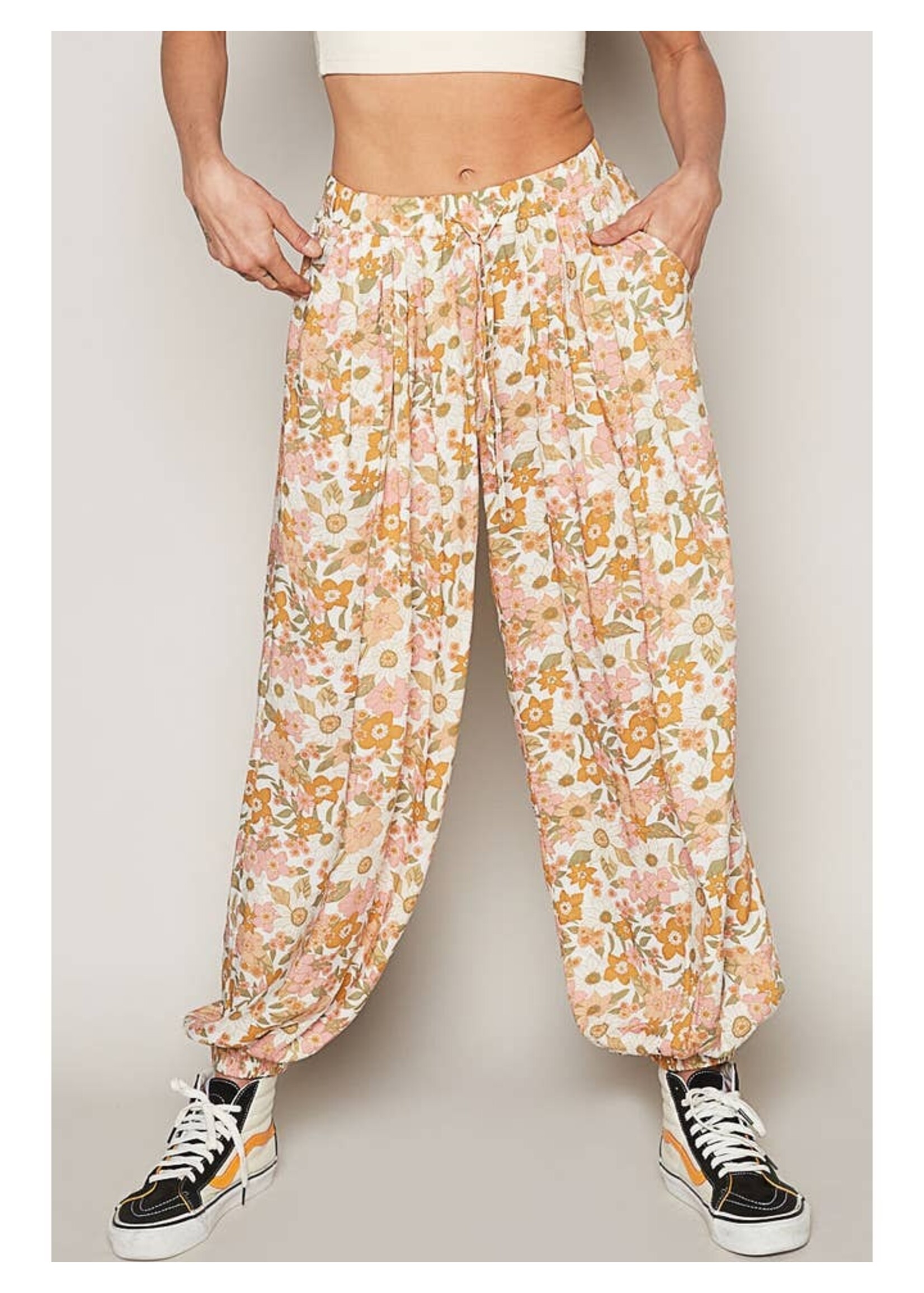 POL CLOTHING POL YKP148A HAREM PANTS FLORAL