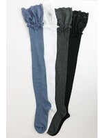 LET YYS-9704 KNEE-HI SOCKS LACE TRIM BLACK