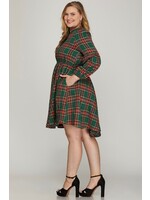 SHE +SKY SHE+ PSY7591 DRESS WOVEN PLAID
