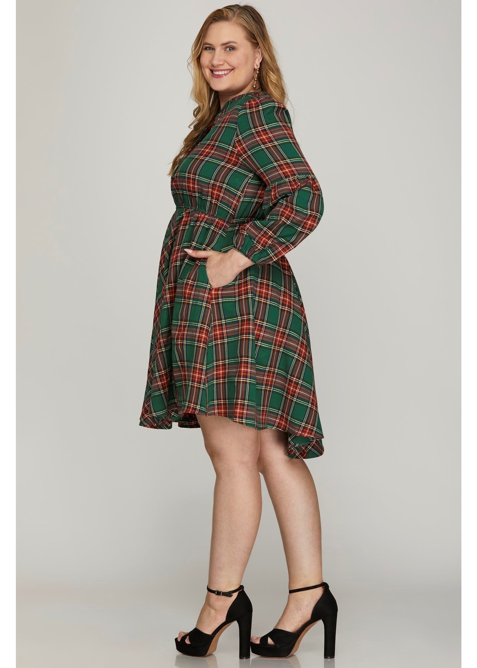 SHE +SKY SHE+ PSY7591 DRESS WOVEN PLAID